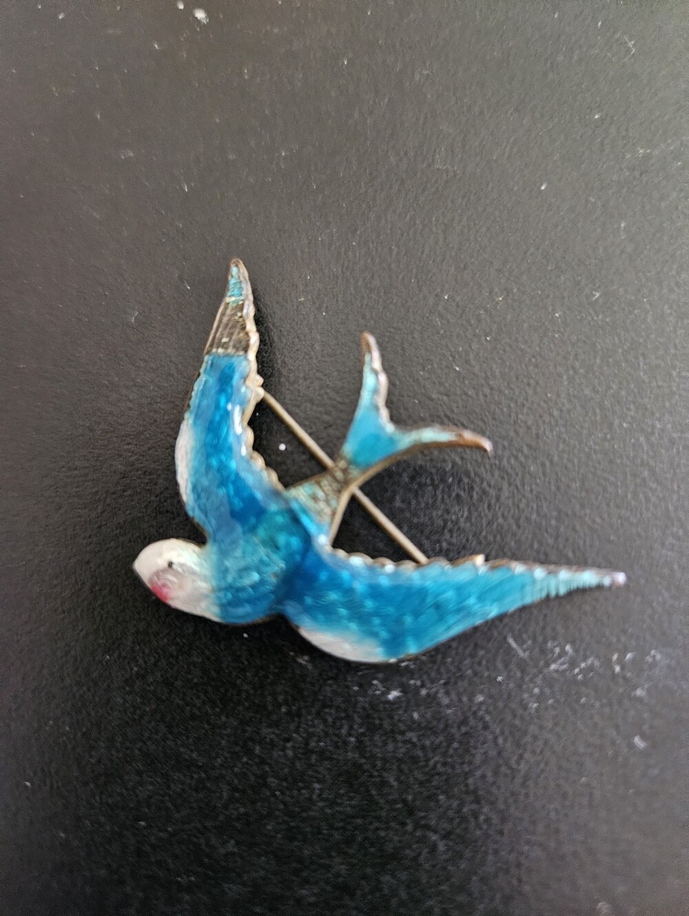 Blue Enamel Bird Pin Brooch - Unbranded